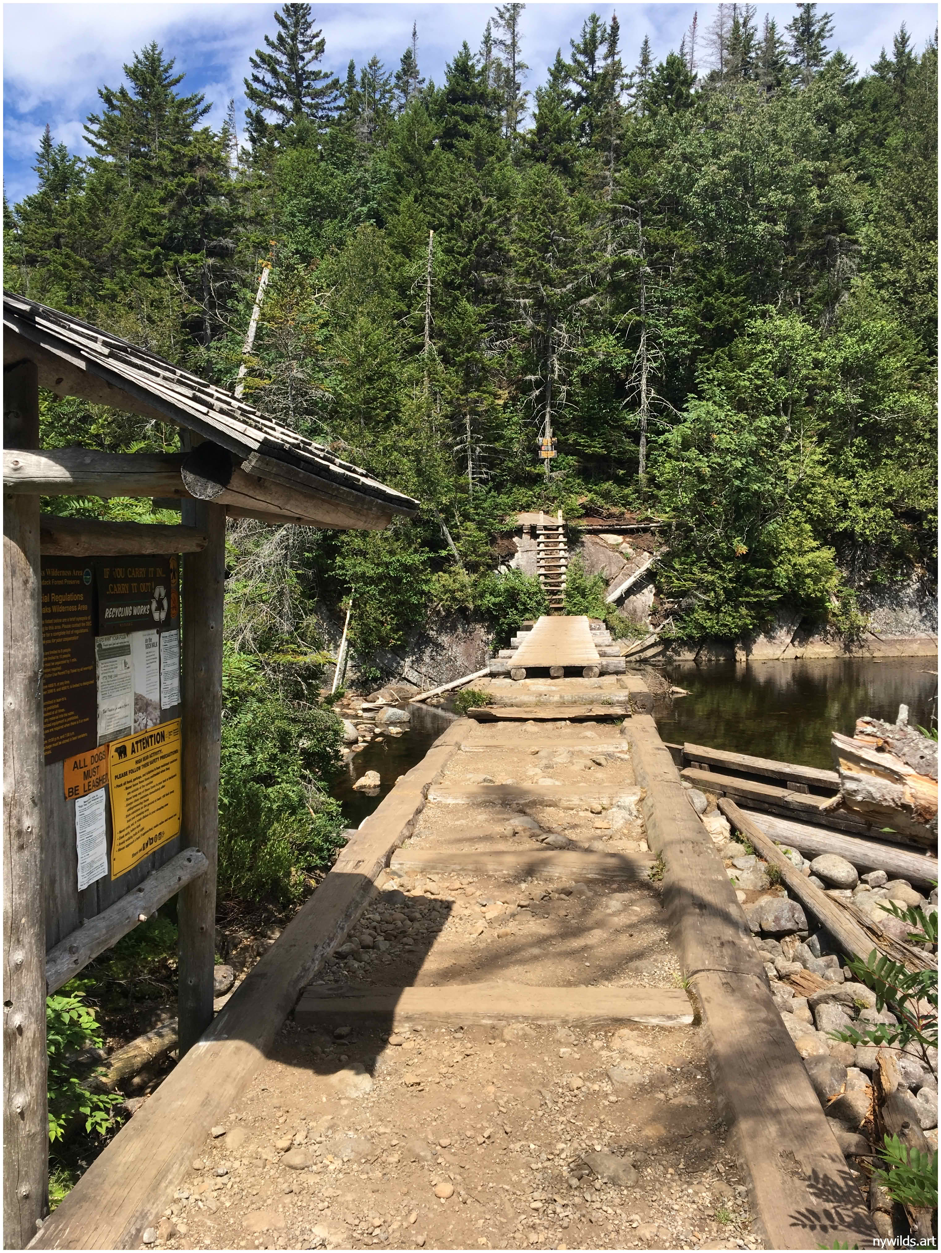 Pathway across the Lake Colden dam.